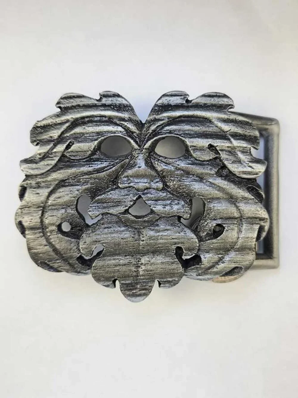 Pewter Oak King Green Man Belt Buckle - Vintage Wiccan Pagan Celtic Style